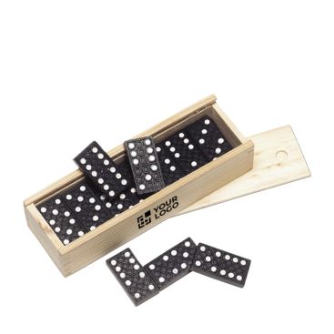 Juego de dominó con piezas de madera FSC en estuche de madera