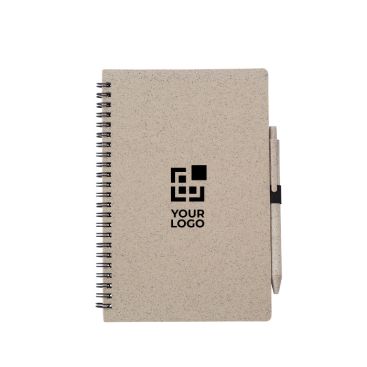 Libreta de paja de trigo y plástico con bolígrafo A5 hojas a rayas