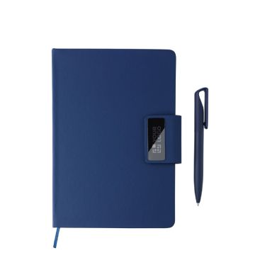 Set de libreta de piel sintética A5 con bolígrafo y hojas a rayas