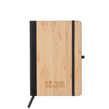 Libreta de bambú y PU con cierre elástico A5 y hojas a rayas