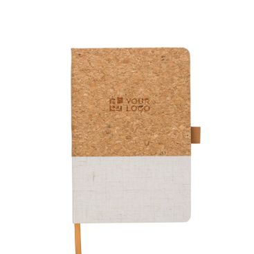 Libreta de corcho y algodón con porta bolígrafo A5 y hojas a rayas