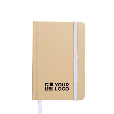 Libreta de cartón reciclado con marca páginas A6 y hojas a rayas