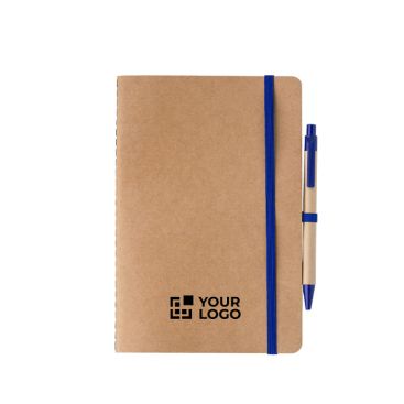 Libreta de cartón reciclado con bolígrafo A5 y hojas en blanco