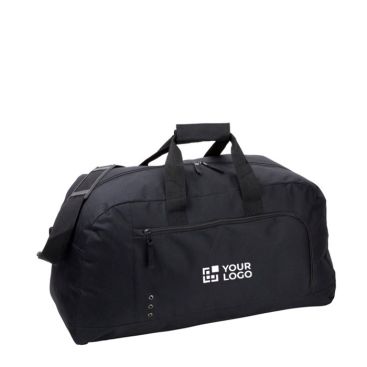 Bolsa de deporte con amplio bolsillo frontal y doble asas color blanco vista de impresión