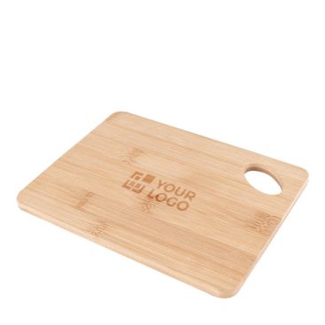 Tabla de cocina de bambú con agujero troquelado en la esquina