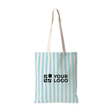 Bolsa de algodón reciclado con asas largas y diseño rayado 180g/m²