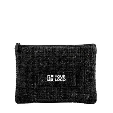 Neceser plano de poliéster con acabado bouclé y cremallera 270 g/m²
