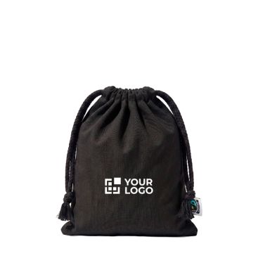 Bolsa tipo saco de algodón Fairtrade en color negro 105 g/m²