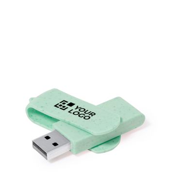 USB de caña de trigo en varios colores con clip giratorio a juego