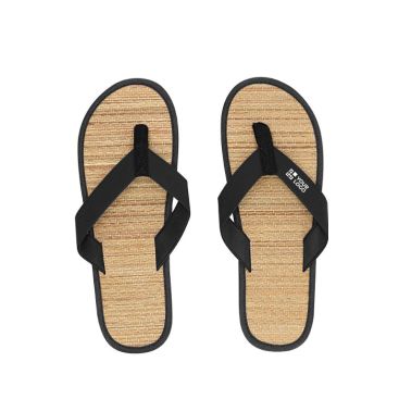Chanclas con superficie de paja y tiras de piel sintética