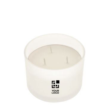 Vela aromática en tarro de cristal con tres mechas en varios aromas