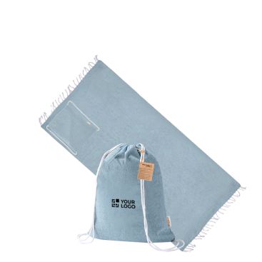 Mochila de cuerdas con pareo plegable en algodón reciclado 170g/m²