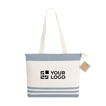 Bolsa de algodón reciclado de hombro con fuelle y cremallera 300g/m²