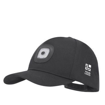 Gorra 5 paneles de poliéster con linterna de 4 LEDs extraíble 200mAh