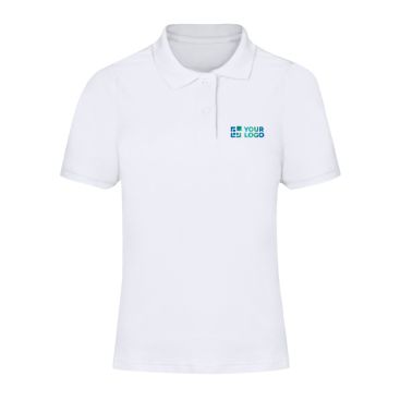Polo mujer manga corta algodón piqué blanco fit femenino 180g/m²