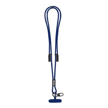 Lanyard porta móvil de poliéster RPET con cable de carga integrado