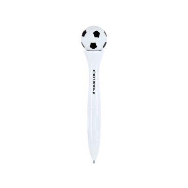 Bolígrafo antiestrés giratorio con diseño de balón fútbol tinta azul
