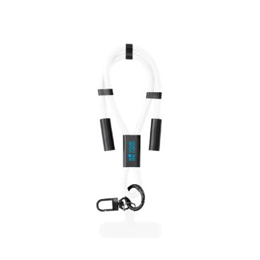 Muñequera de RPET con cable cargador y traspaso de datos 60W
