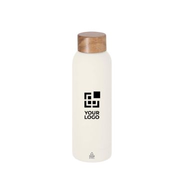 Botella acero inoxidable con acabado gomoso y tapa de bambú 700ml