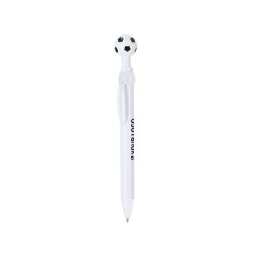 Bolígrafo pulsador con diseño balón de fútbol y tinta azul