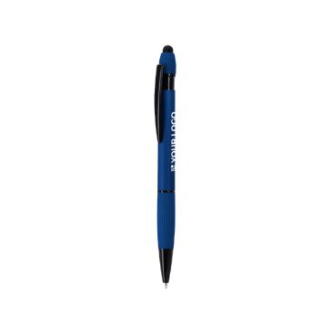 Bolígrafo puntero de aluminio reciclado y acabado gomoso tinta azul