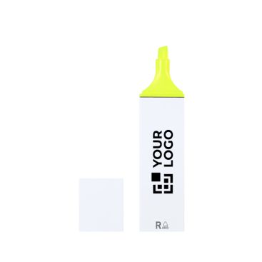 Marcador fluorescente con estuche blanco y tinta en varios colores
