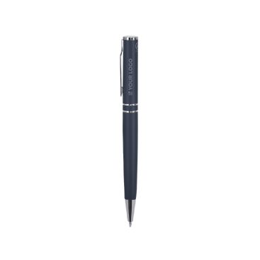 Bolígrafo giratorio de aluminio reciclado y acabado mate tinta azul