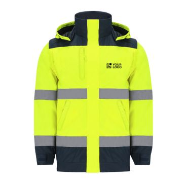 Chaqueta de alta visibilidad unisex anti lluvia y viento con capucha