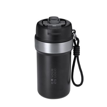 Vaso térmico de acero inoxidable reciclado con asa y pajita 490ml