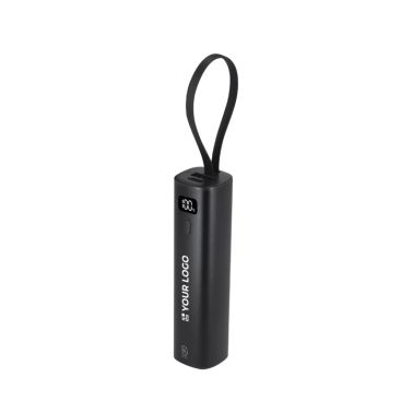 Power bank de aluminio reciclado con cable tipo C integrado 5000mAh