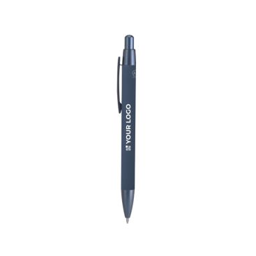 Bolígrafo de aluminio reciclado con detalles metalizados y tinta azul