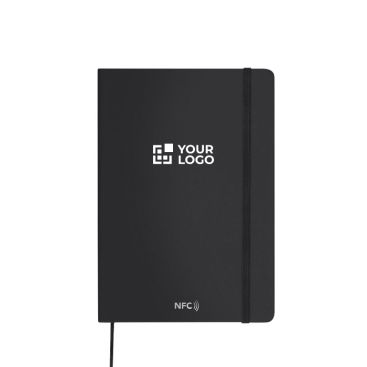 Libreta con tapa de PU con conexión NFC A5 y hojas lisas