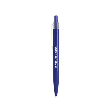 Bolígrafo pulsador de plástico con clip transparente y tinta azul