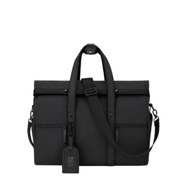 Bolso de viaje roll-top de piel sintética con cinta trolley y correa