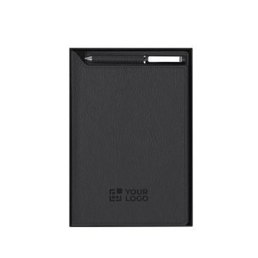 Libreta de piel sintética A5 con bolígrafo tinta azul y hojas lisas