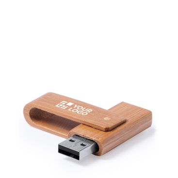 USB de madera de bambú con mecanismo giratorio protector