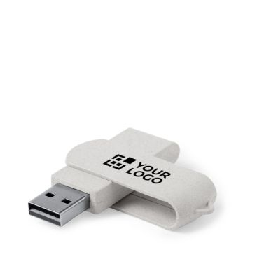 Memoria USB de caña de trigo con carcasa giratoria protectora