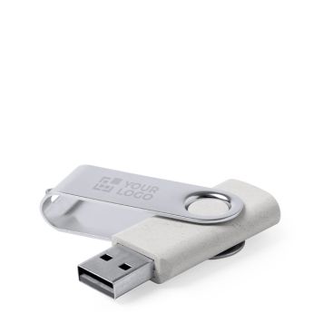 Memoria USB de caña de trigo con clip de metal giratorio