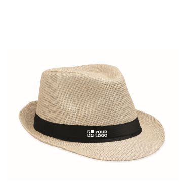 Sombrero de paja de papel con banda de poliéster negra