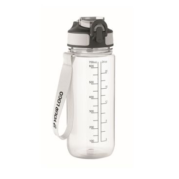 Botella de RPET antigoteo con pajita y tapa abatible 700 ml