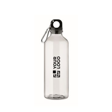Botella translúcida de RPET con tapón y mosquetón 500 ml