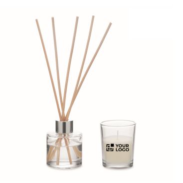 Set de aroma a vainilla con difusor de fragancia y vela de cera vegetal