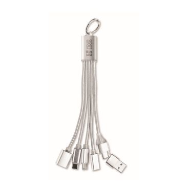 Llavero de aluminio con cable 5 en 1 y diferentes entradas de carga