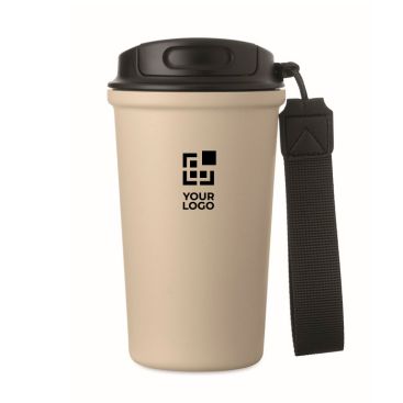 Vaso térmico de acero inox. reciclado con asa y sistema antifugas 400ml
