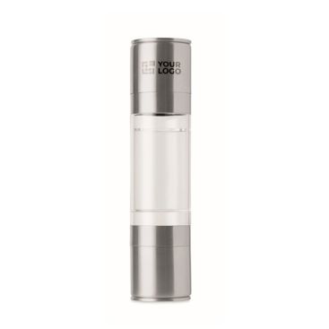 Molinillo para sal y pimienta en acero inox. y acrílico con doble tapa