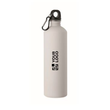 Botella de acero inox. reciclado con acabado engomado y mosquetón 750ml