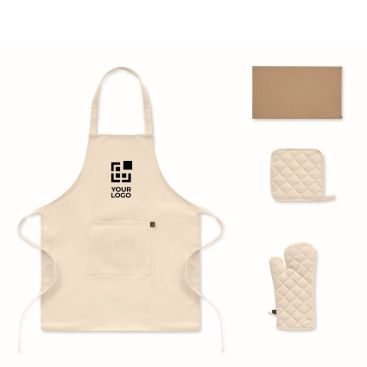 Set de cocina de algodón reciclado con costuras acolchadas 180g/m²
