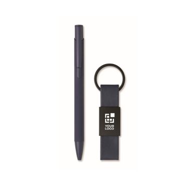 Set de regalo con bolígrafo de aluminio reciclado y llavero de PU