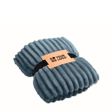 Manta de forro polar a rayas con cinta y tarjeta kraft 450g/m²