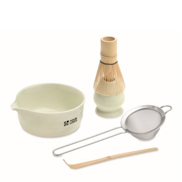 Set de matcha con 5 piezas de cerámica y bambú en caja de regalo